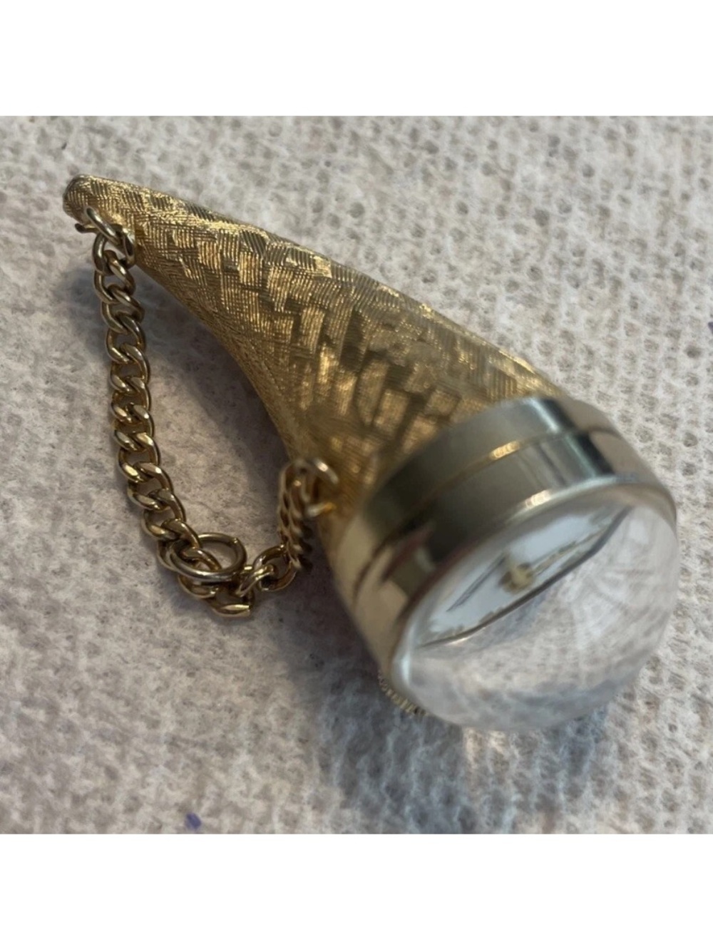 Vtg Genovit De Luxe Gold Plate Horn Watch Pendant